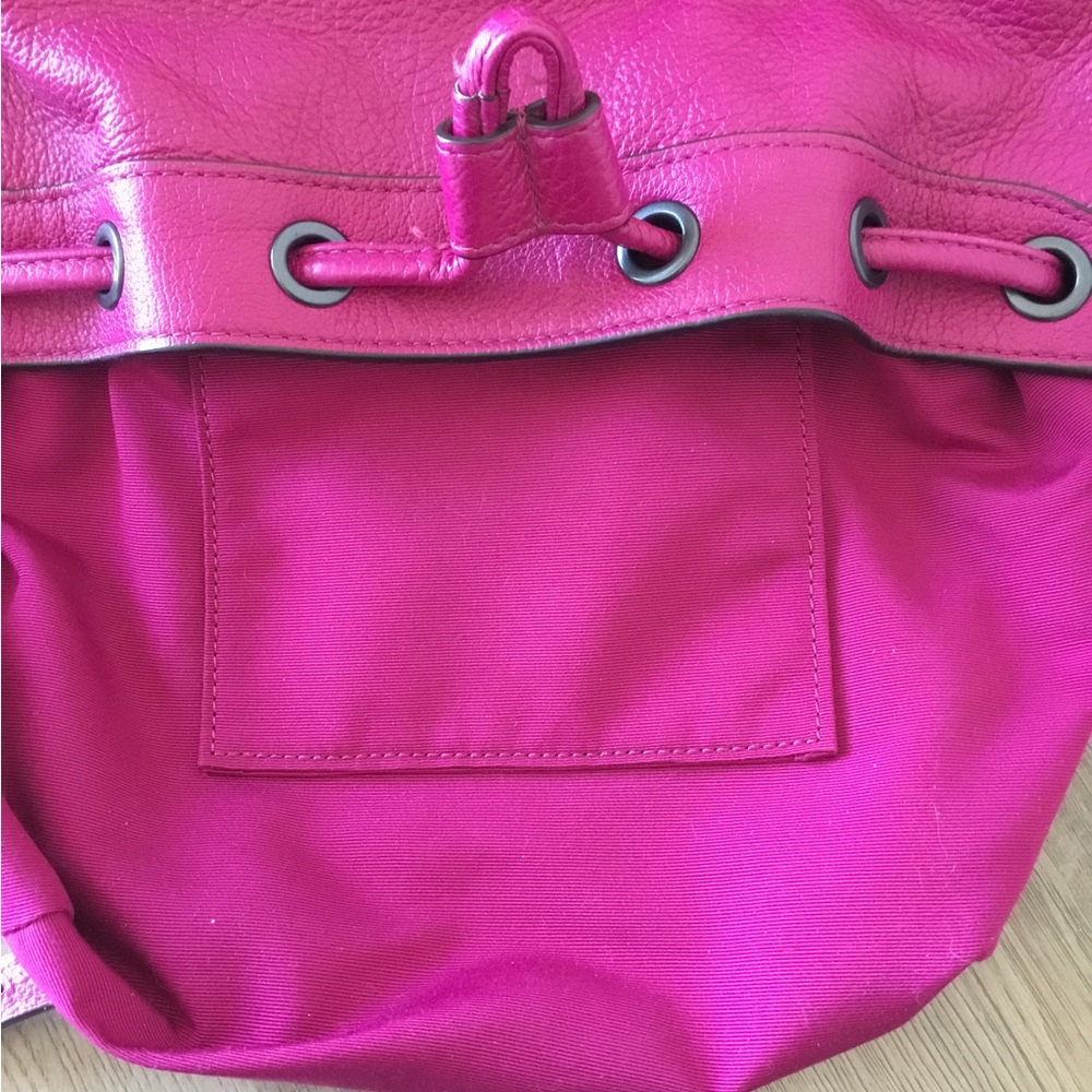 Coach Hot Pink Pebbled Leather Drawstring Shoulder Bucket Bag w/Matching Wallet - Picture 14 of 15
